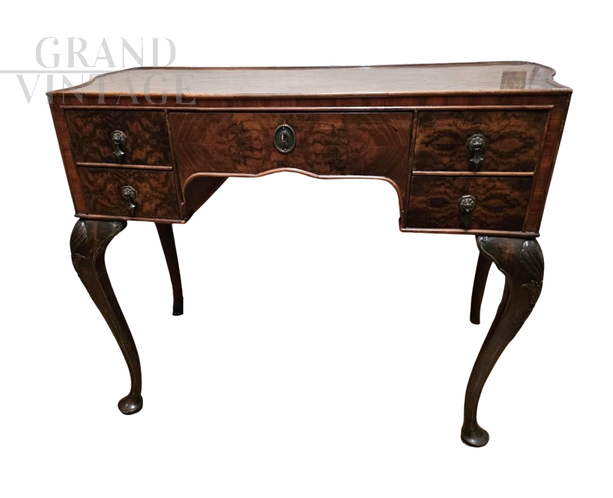 Antique Louis XIV writing desk in mahogany feather