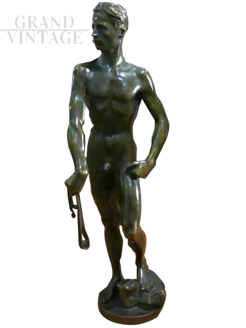 Bronze ball thrower sculpture                       
                            