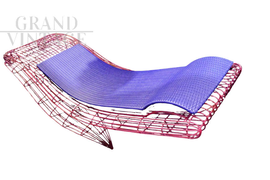 Chaise longue deckchair by Anacleto Spazzapan in metal    