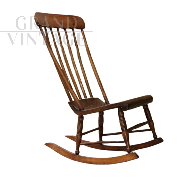Vintage slatted rocking chair 