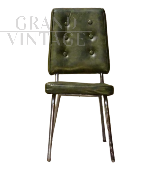 1950s green leather living room chair