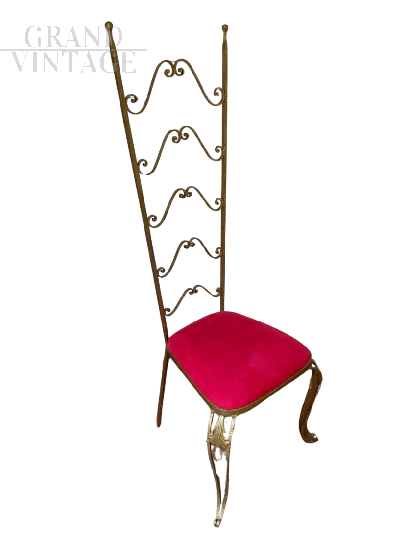 Pier Luigi Colli design chair in gilded wrought iron
