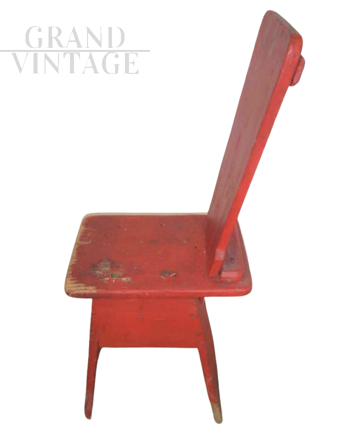 60s rustic chair in red lacquered spruce