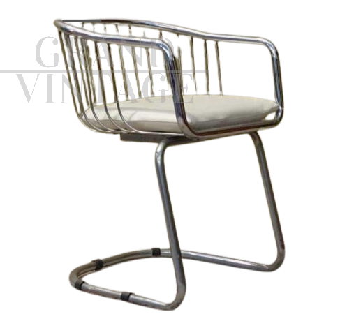 Vintage cantilever chair in chromed metal