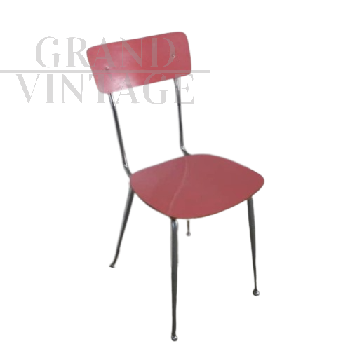 Vintage 70s chair in pink formica