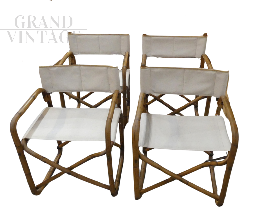 Pair of foldable Dal Vera swinging bamboo chairs