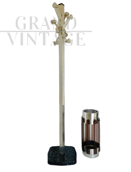 Vintage steel coat stand and umbrella stand set, 1970s