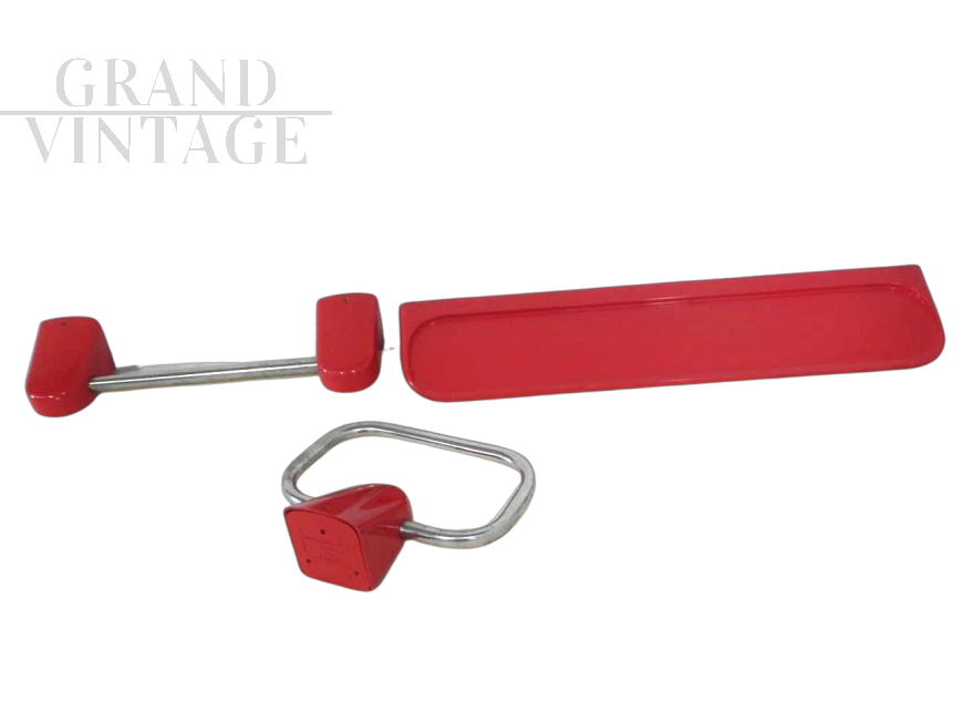 Design bathroom set by Makio Hasuike for GEDY in red plastic, 1970s