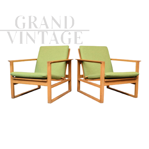 Set of 2 lounge chairs by Børge Mogensen, vintage Danish design