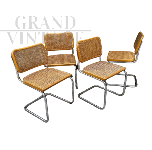 Set of 4 Cesca chairs by Marcel Breuer for Gavina, 1960s                 