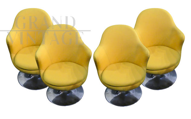 Set of 4 swivel armchairs by Ammannati and Vitelli for Brunati