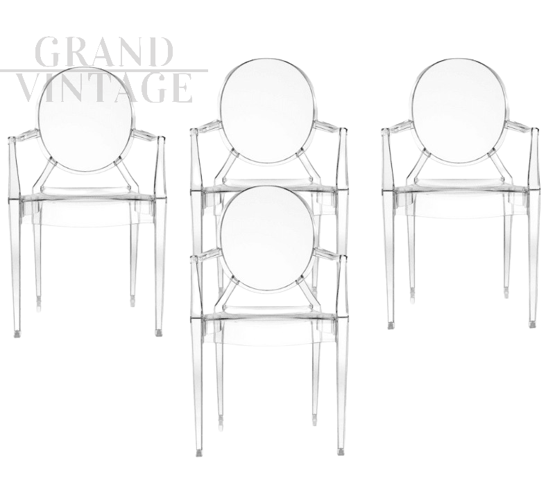 Set of 4 Louis Ghost chairs by Philippe Starck for Kartell