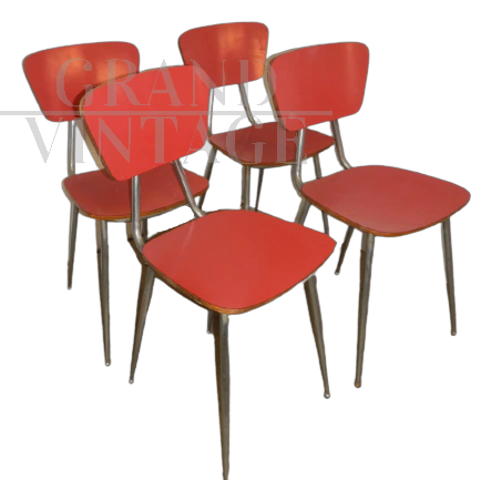 Set of 4 red formica vintage chairs