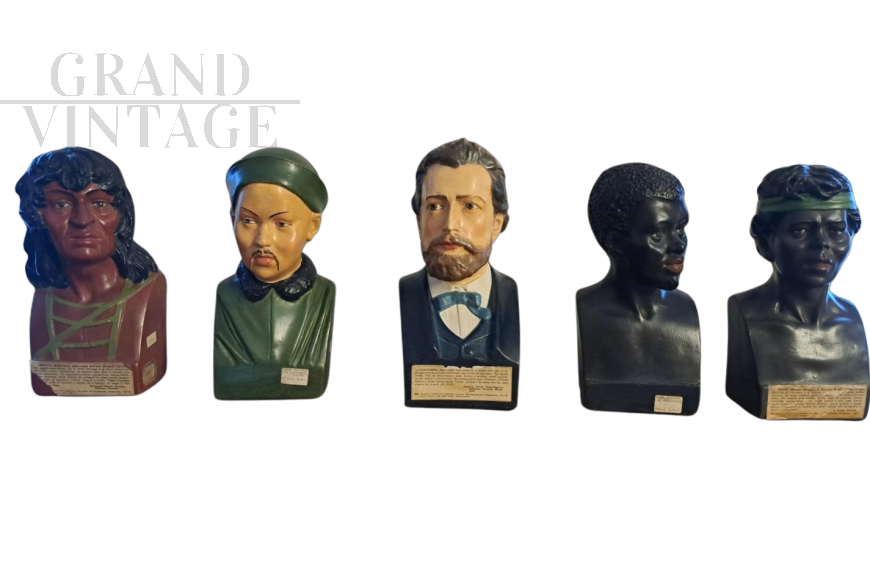 Set of 5 educational busts from the 1920s - 1930s depicting different ethnic groups       