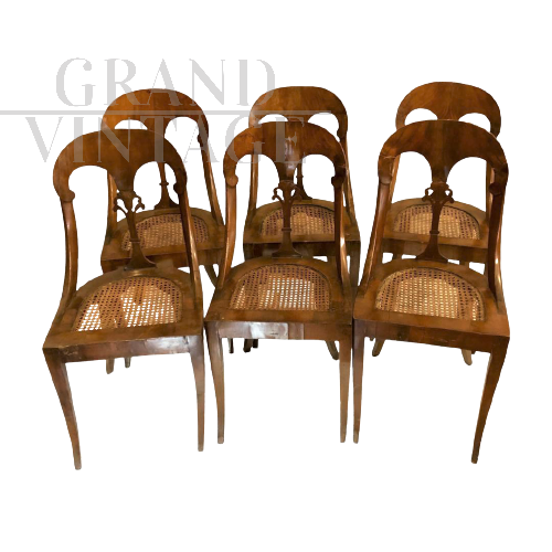 Set of 6 Biedermeier chairs, early 19th century