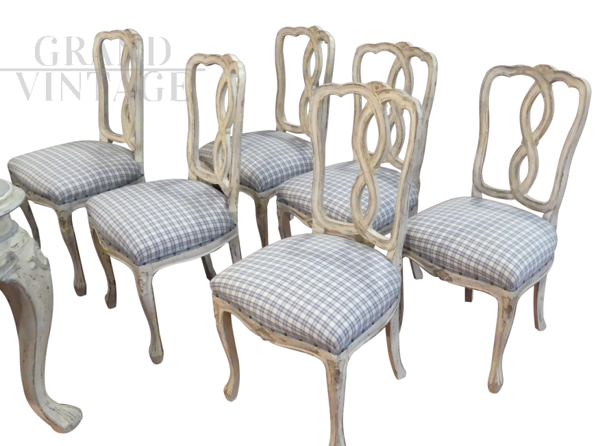 Set of 6 vintage 50s shabby chic chairs