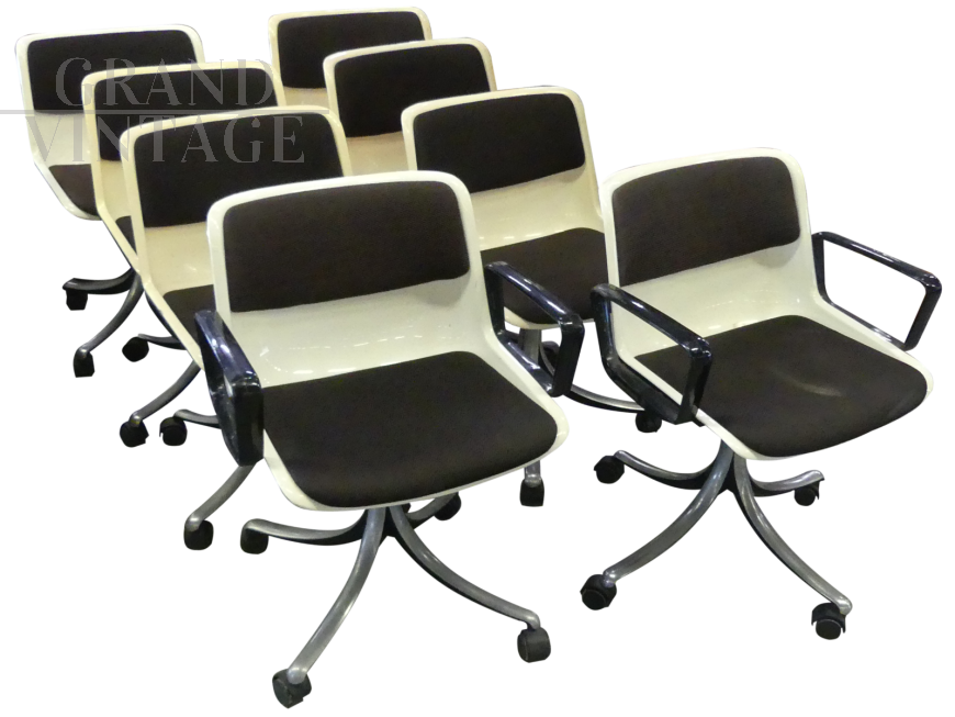 Set of 8 Tecno Borsani office chairs