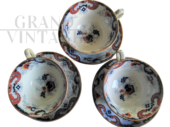 English Minton porcelain cups and saucers set