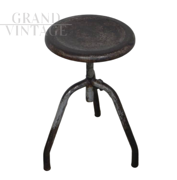 1950s industrial workshop stool in iron