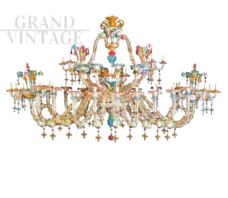 Sumptuous Murano glass boat chandelier in Rezzonico style