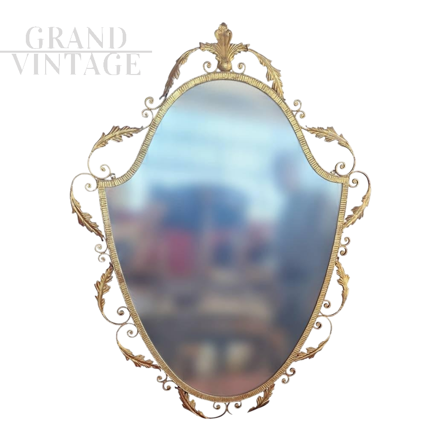 Art nouveau mirror in gilded brass