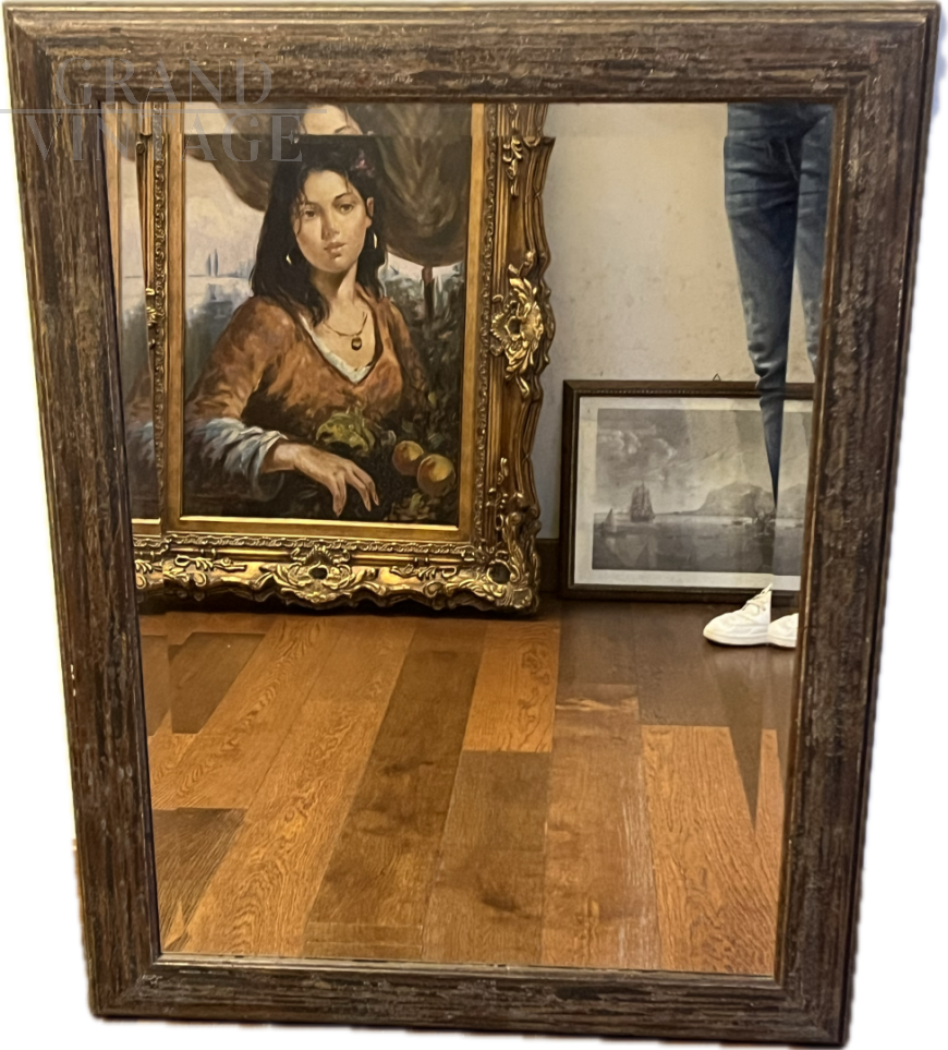 Rustic wooden mirror from the early 1900s