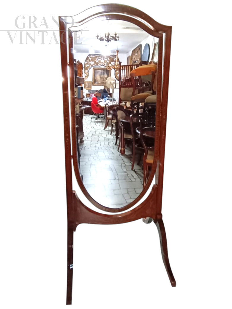 Free standing Edwardian Maple & Co. mirror, hand painted, late 19th century