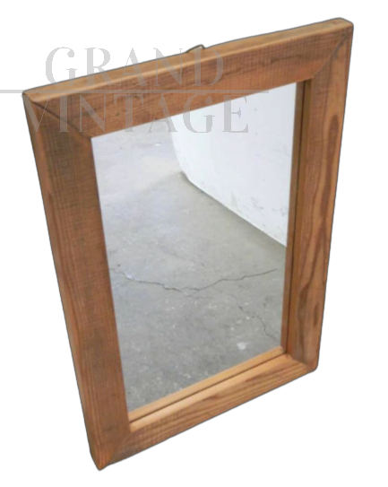 Vintage mirror with fir wood frame, 1990s