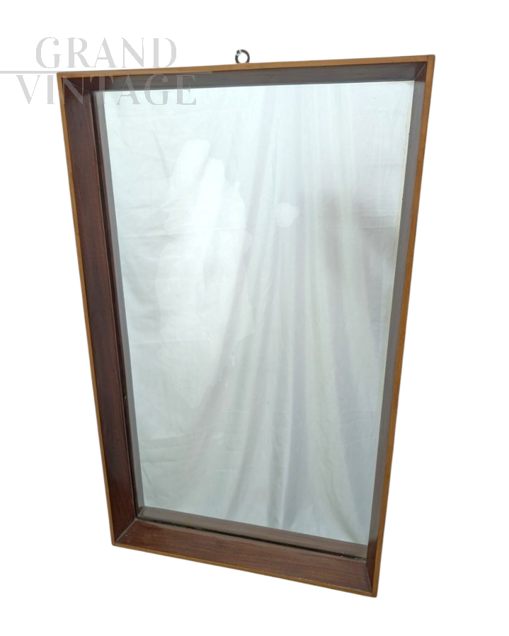 Vintage mirror with teak wood frame