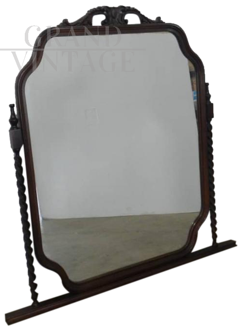 Vintage linden countertop mirror, 1980s