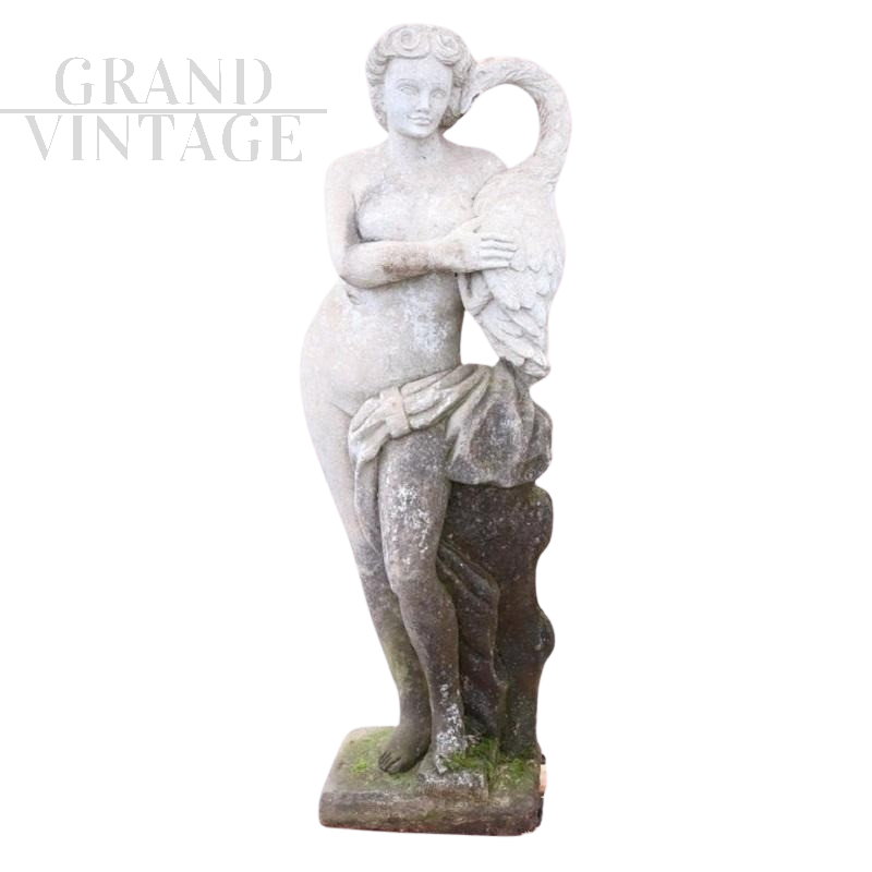 Classic garden statue with Leda and the swan from the early 1900s  