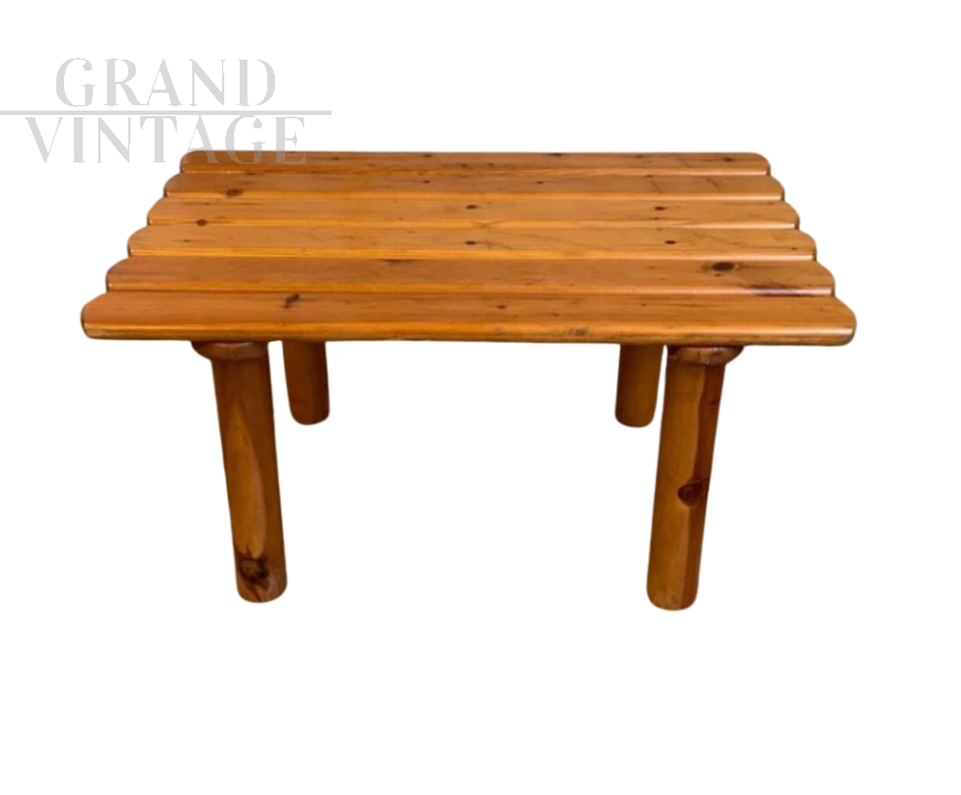 Low solid pine coffee table in the style of Rainer Daumillier