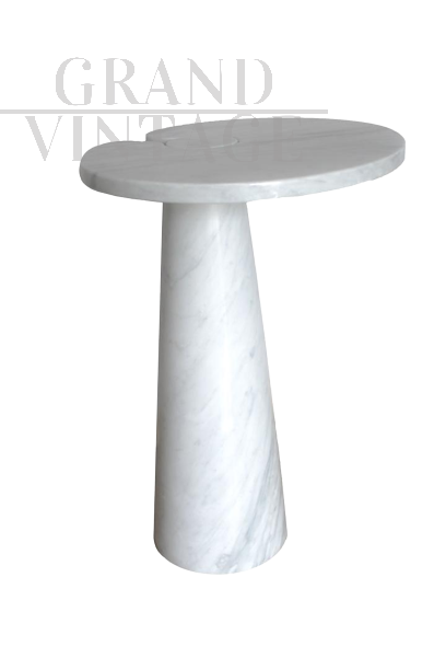 Tavolino Angelo Mangiarotti serie Eros in marmo bianco di Carrara