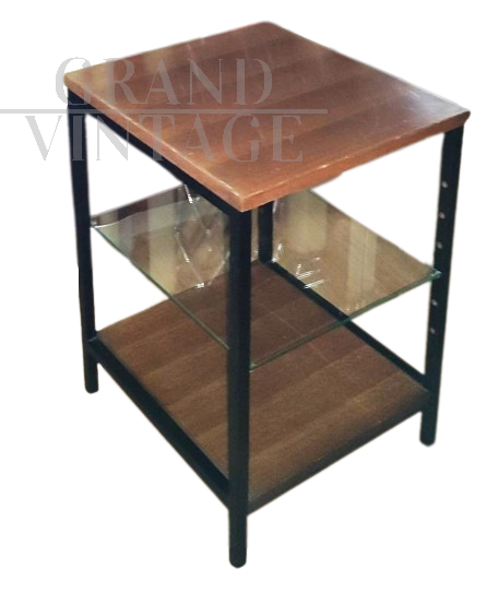 Anonima Castelli coffee table tv cabinet in wood and glass, 1960s  