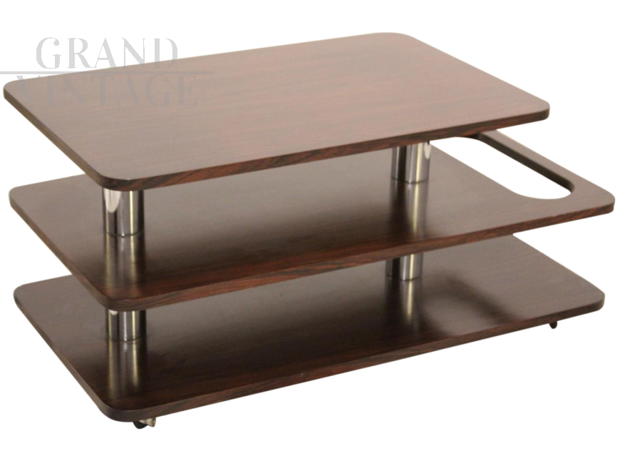 Vintage low table trolley bar with 3 shelves, 1970s