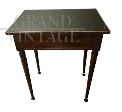 Wooden side table with glass top, early 1900s         
