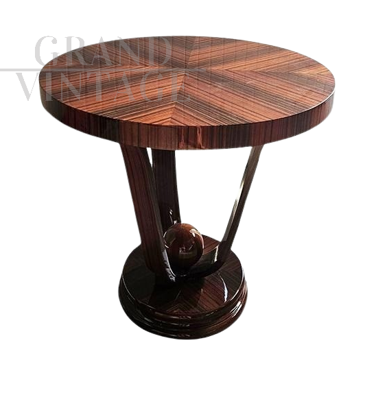 Round Art Deco coffee table with geometric designs