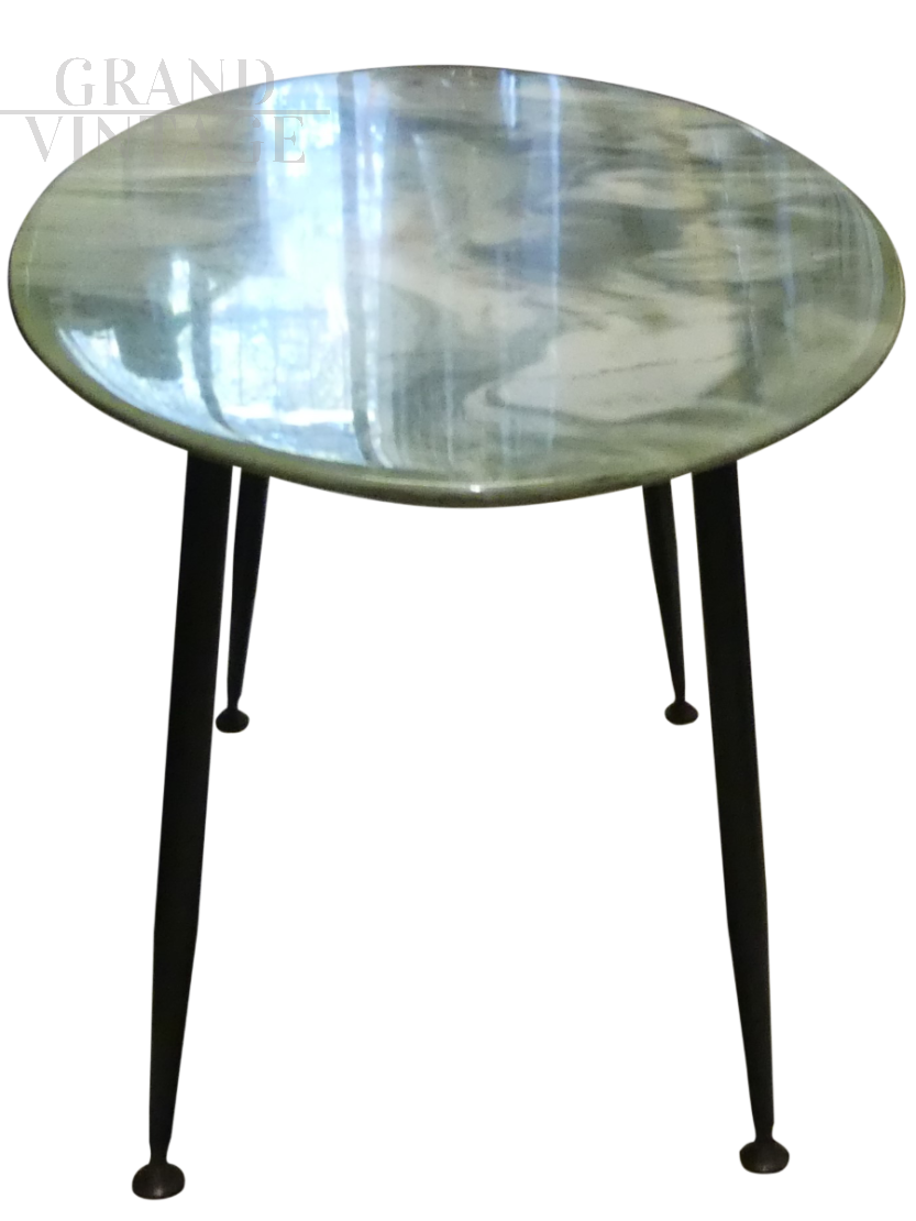 Vintage 50's coffee table in green faux marble