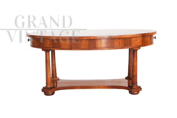 Vintage Empire style side table with 2 drawers, 1940s