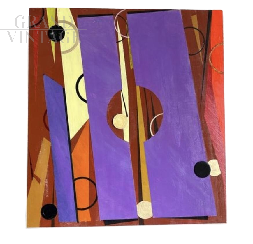 Billiard Table - painting by Bruno Carlino, tempera enamel and plastic