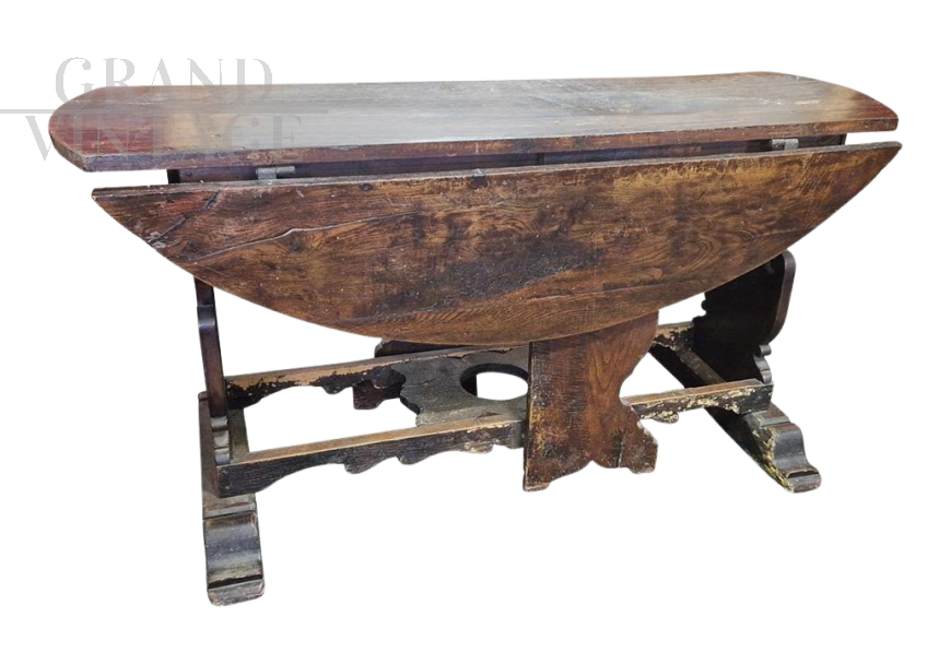 Antique drop-leaf table from Italy, early 17th century
