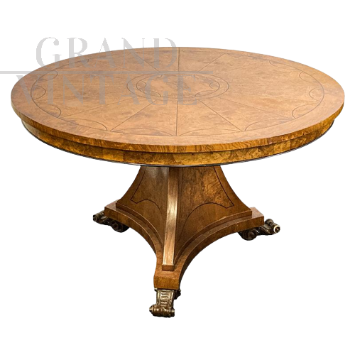 Antique round table in birch briar, early 1900s   
                            