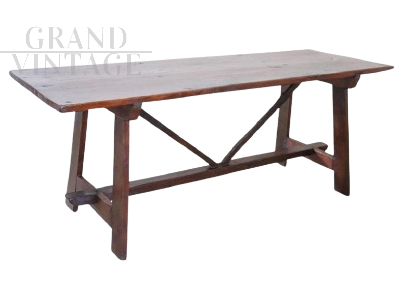 Antique solid oak refectory table from the early 19th century