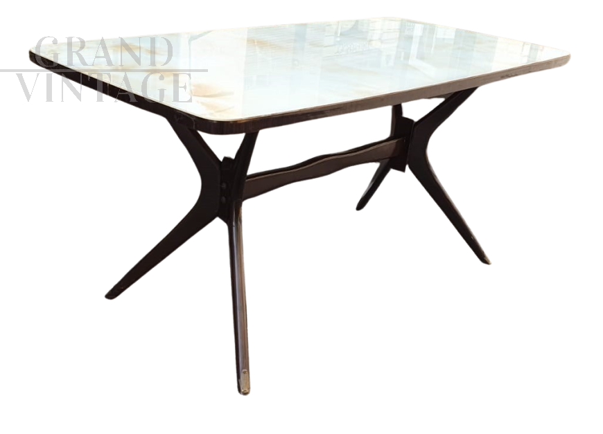 Italian 1950s table in Ico Parisi style with glass top