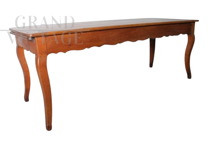 Antique extendable Provencal refectory table in cherry wood, 1770