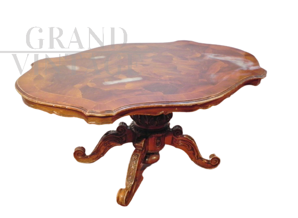 French Baroque style table in briar walnut