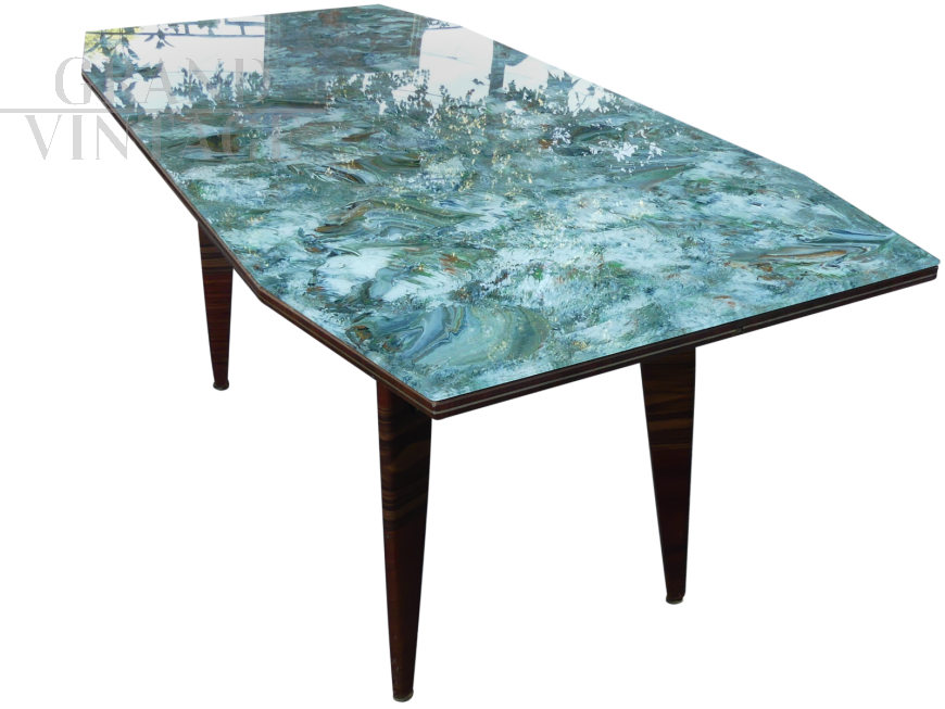 Vintage table design by Carlo de Carli with Murano glass top