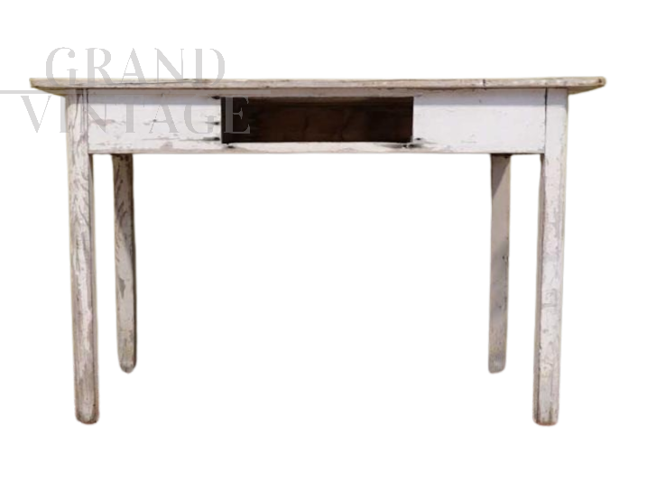 Vintage white wooden table with original patina