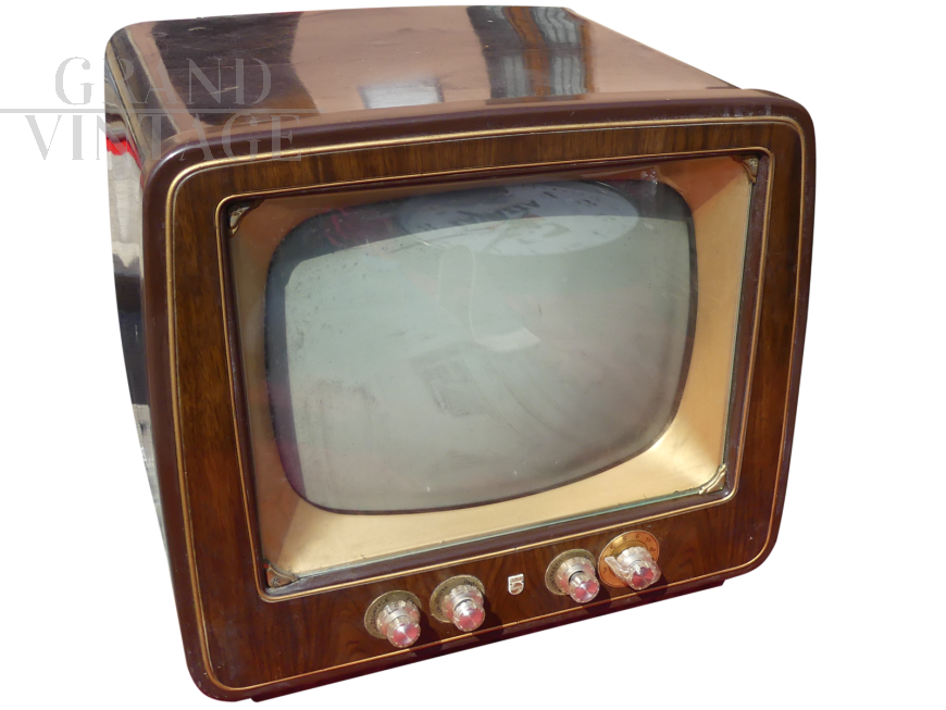 Vintage Philips brown bakelite television, 1960s