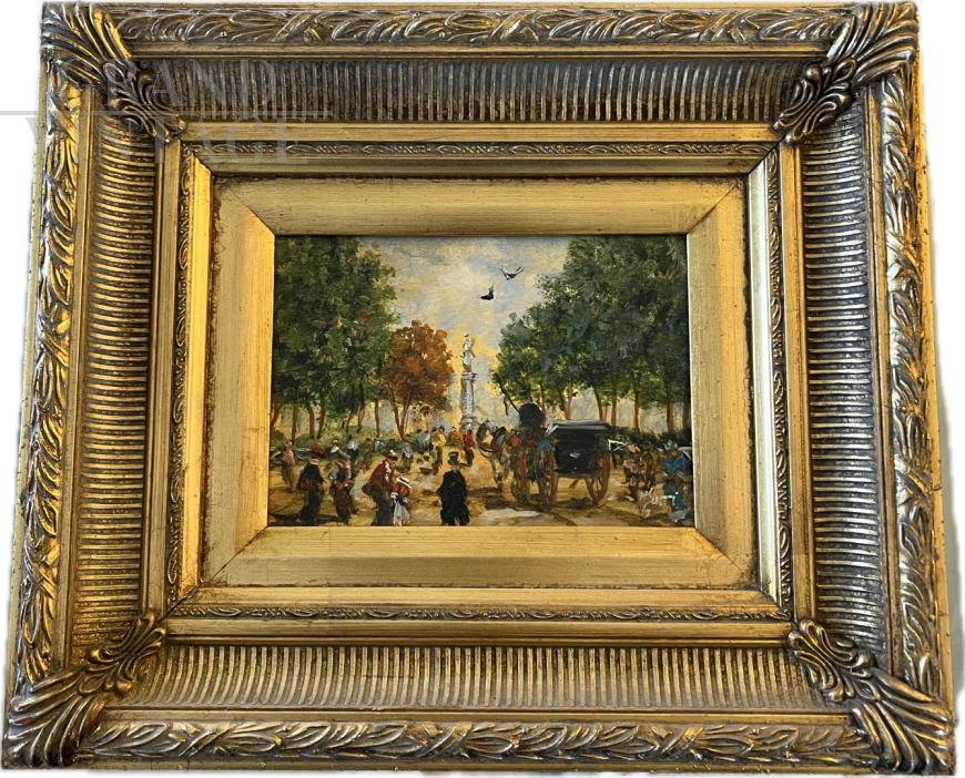 Turri - Painting with Ducale Park in Parma, oil on panel from the 20th century